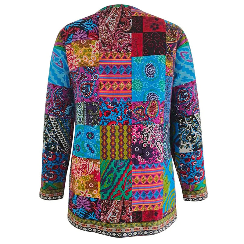 Linda - Elegante patchwork-cardigan met ingewikkelde patroon