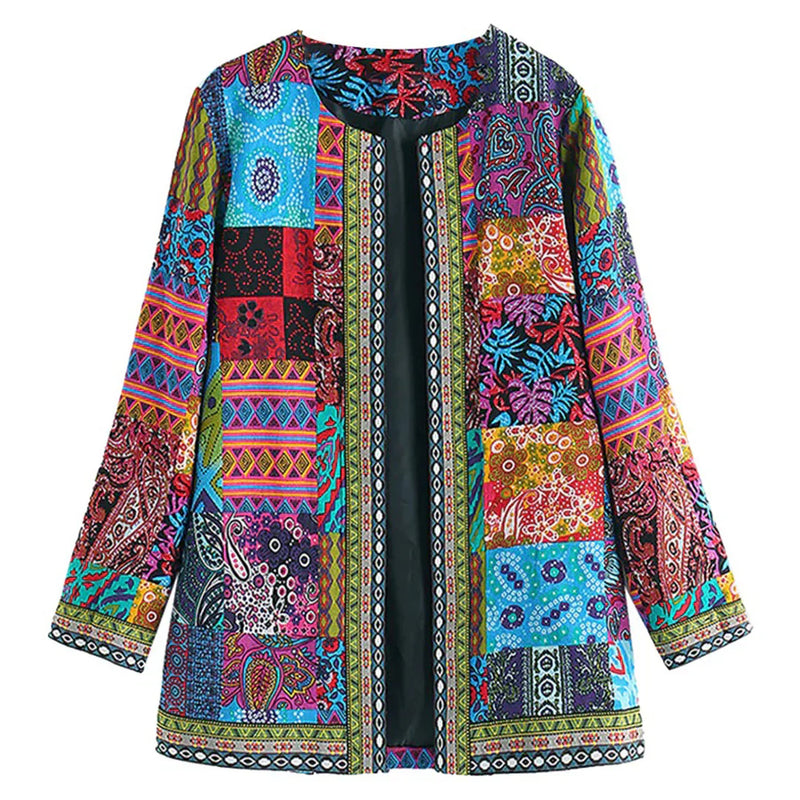 Linda - Elegante patchwork-cardigan met ingewikkelde patroon