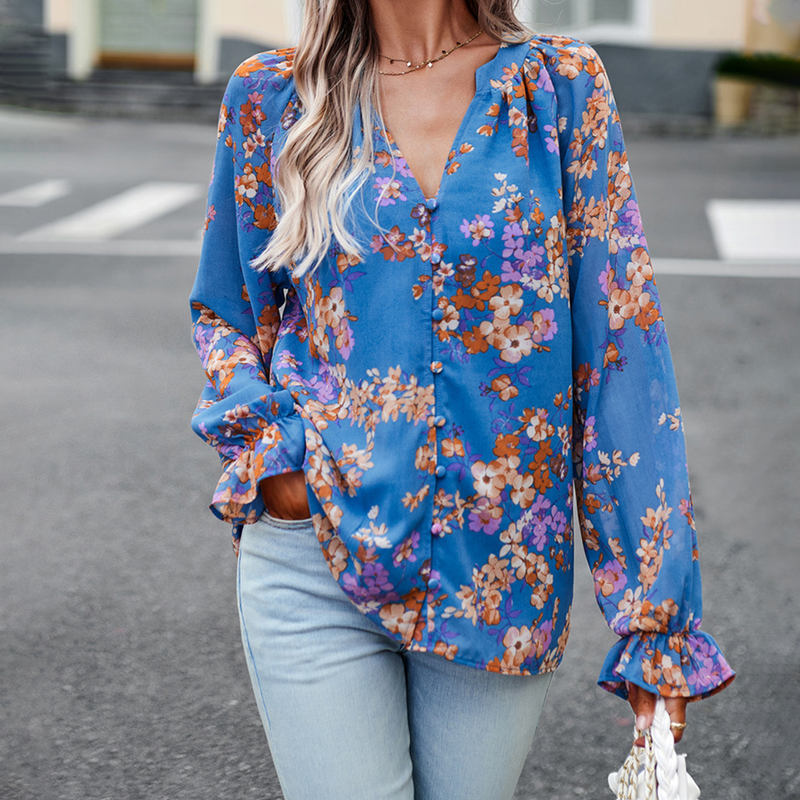 Ani - Elegante blouse met bloemenprint en V-hals