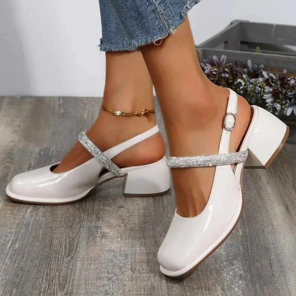Ivy – Pumps met vierkante neus hoge hak en ondiep uitgesneden bandjes