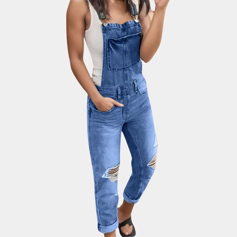 Alvina - Lichtgewicht denim overall met verstelbare bandjes en zakken