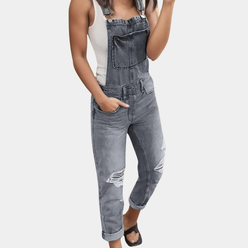 Alvina - Lichtgewicht denim overall met verstelbare bandjes en zakken