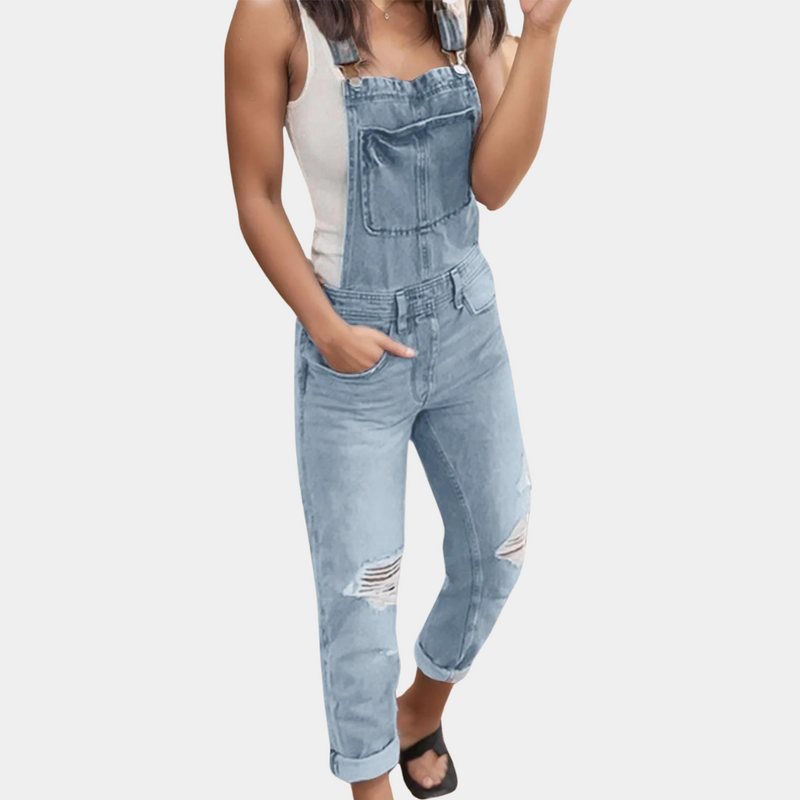 Alvina - Lichtgewicht denim overall met verstelbare bandjes en zakken