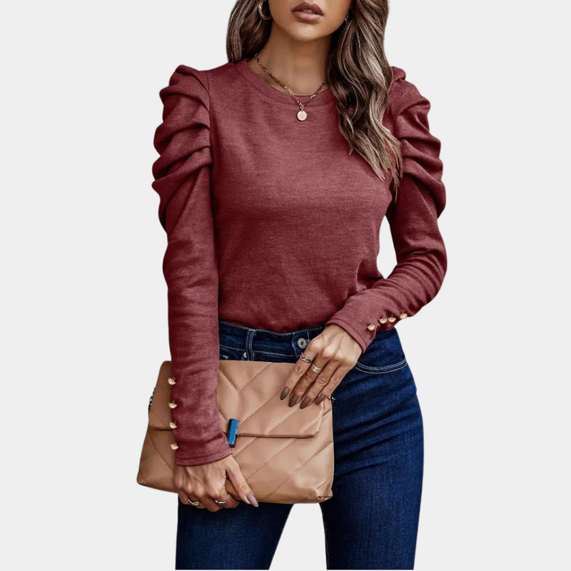 Anouk - Elegante blouse met lange mouwen en ronde hals