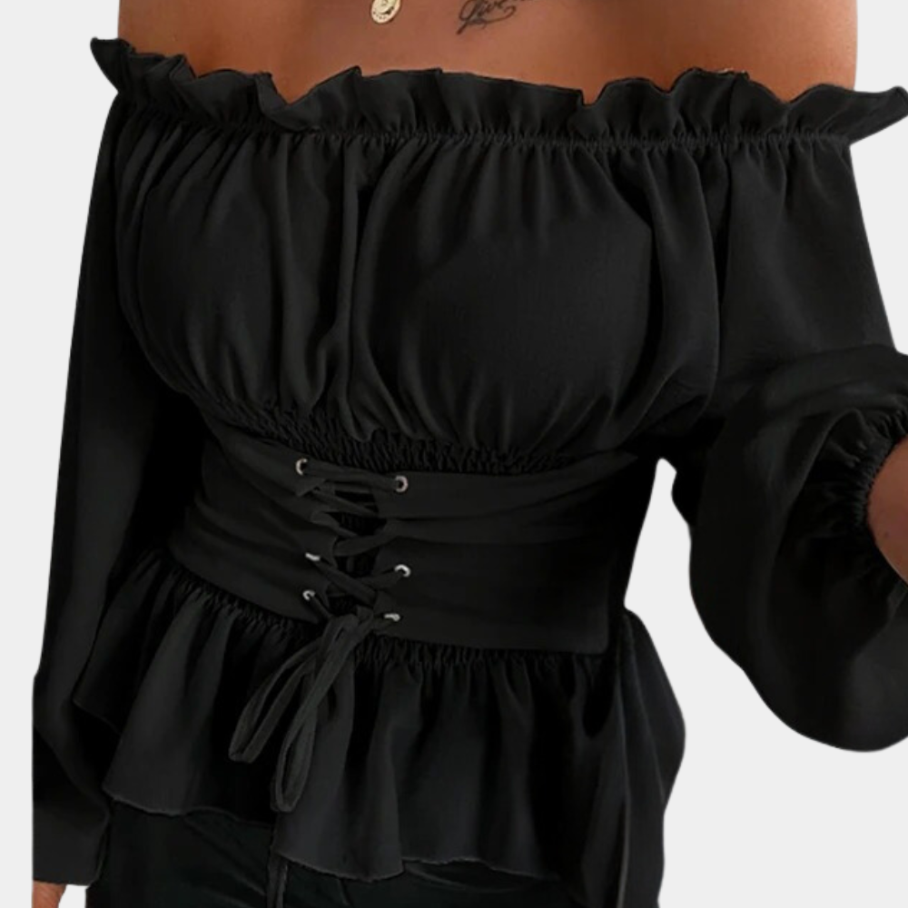 Nova - Schouderloze blouse met verstelbare taillebandjes