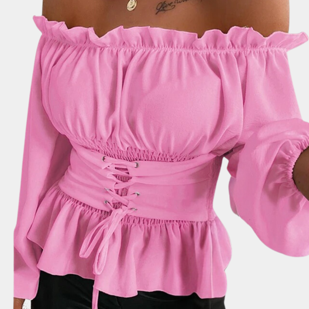 Nova - Schouderloze blouse met verstelbare taillebandjes