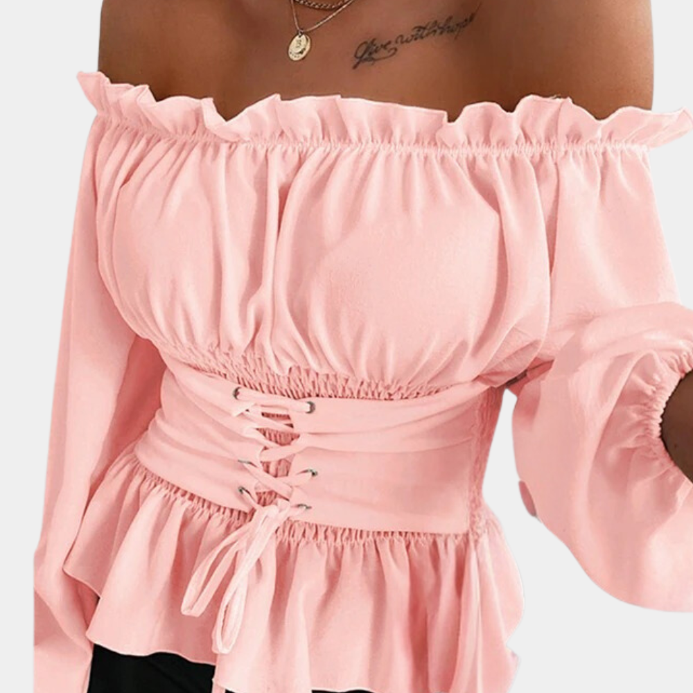 Nova - Schouderloze blouse met verstelbare taillebandjes