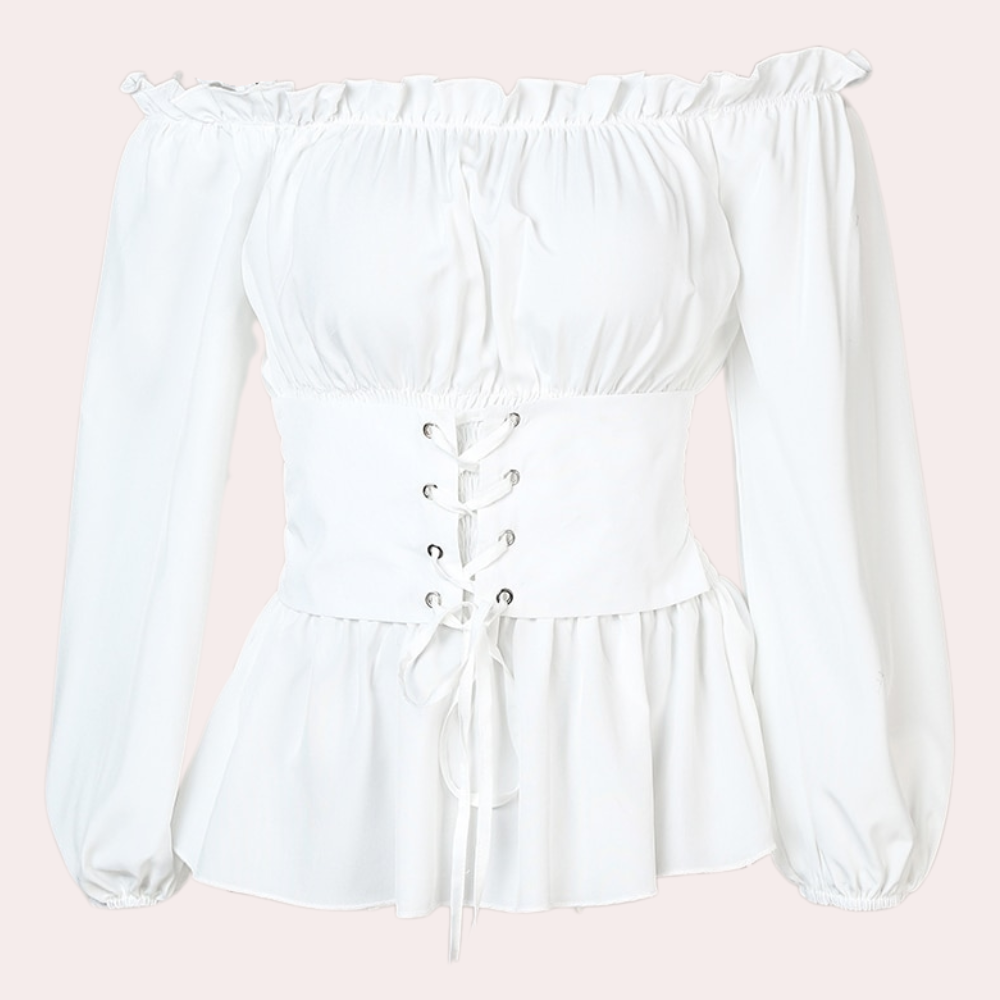 Nova - Schouderloze blouse met verstelbare taillebandjes