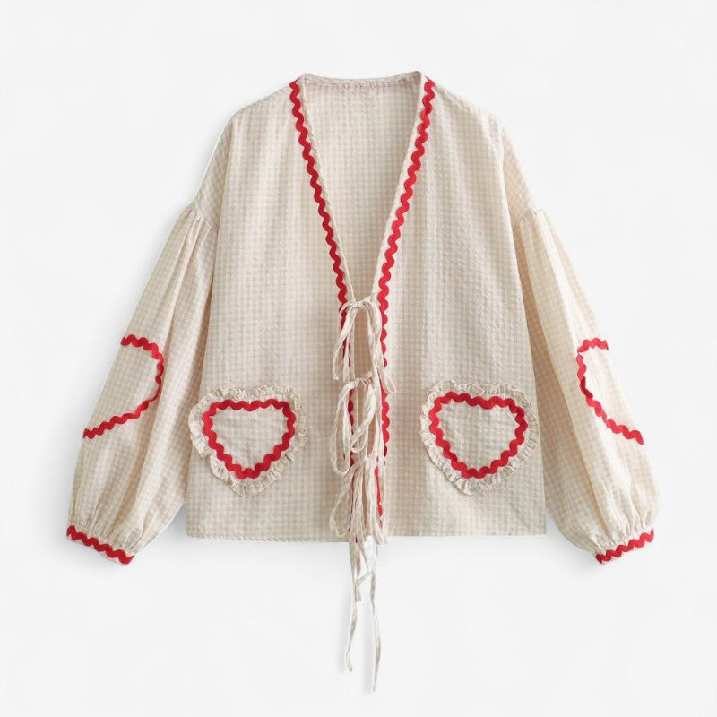 Luna – Blouse met Lange Mouwen V-Hals en Losse Pasvorm