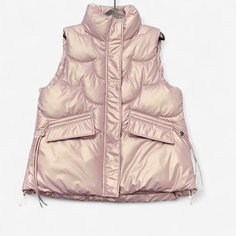 Anya - Mouwloze Jas met Opstaande Kraag en Zijzakken