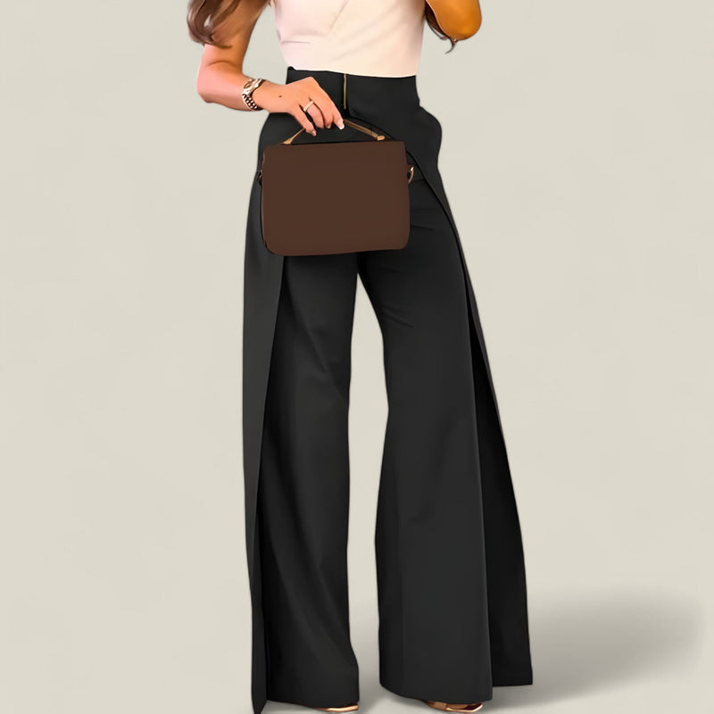 Emma - Asymmetrische wijde broek met hoge taille en moderne chique stijl