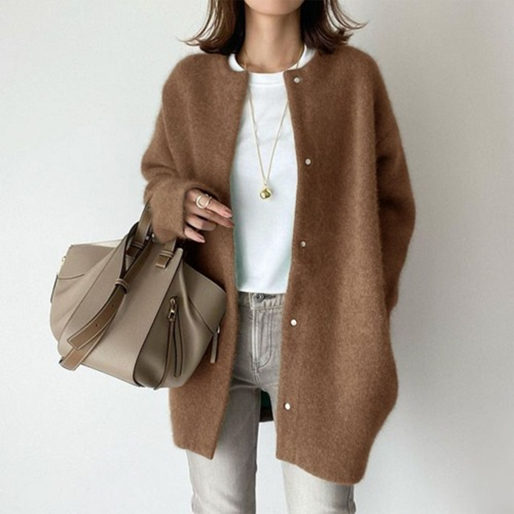 Ella - Elegante Lange Mouwen Cardigan Met Zakken