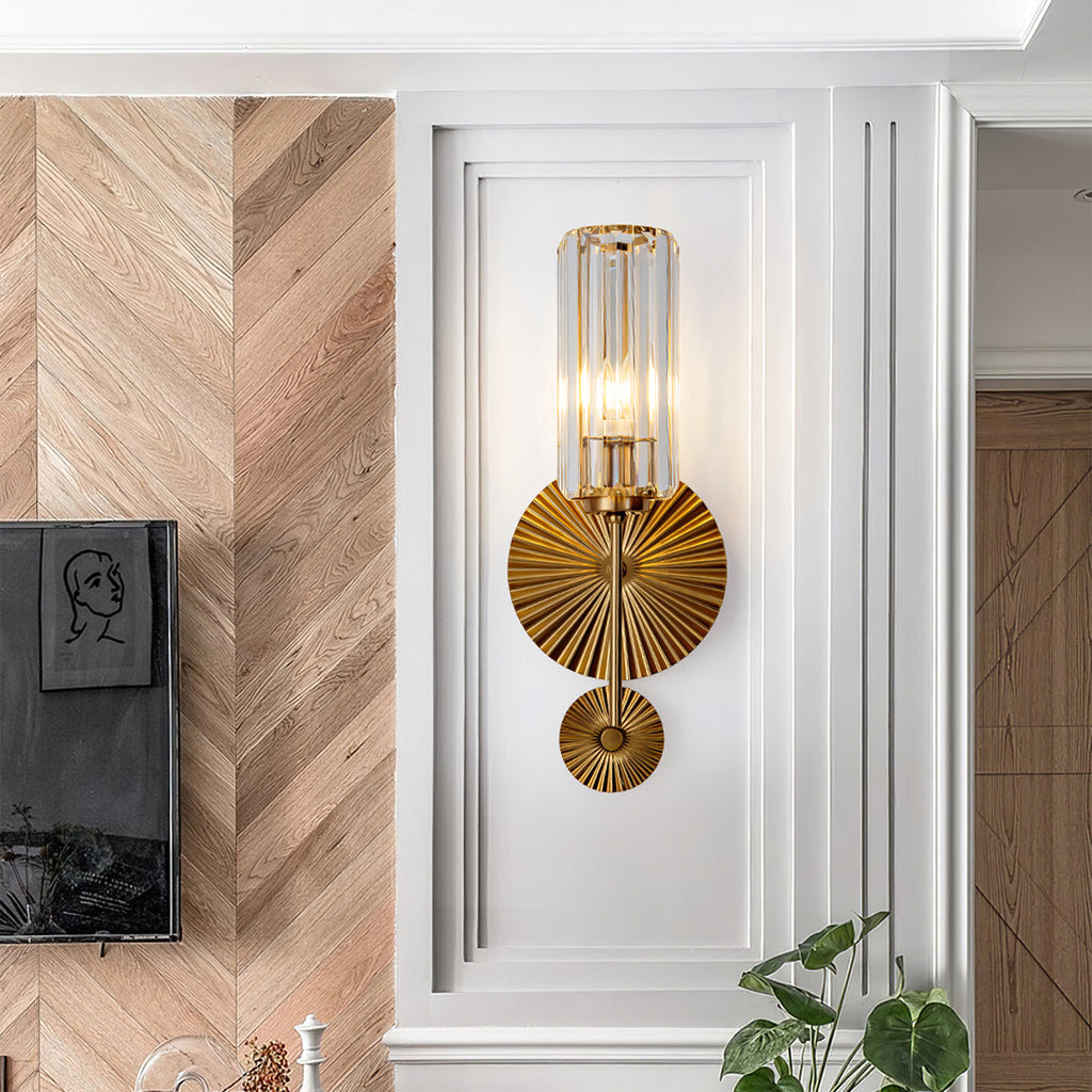 VetroLux – Wandlamp met cilindrische glazen kap en metalen basis