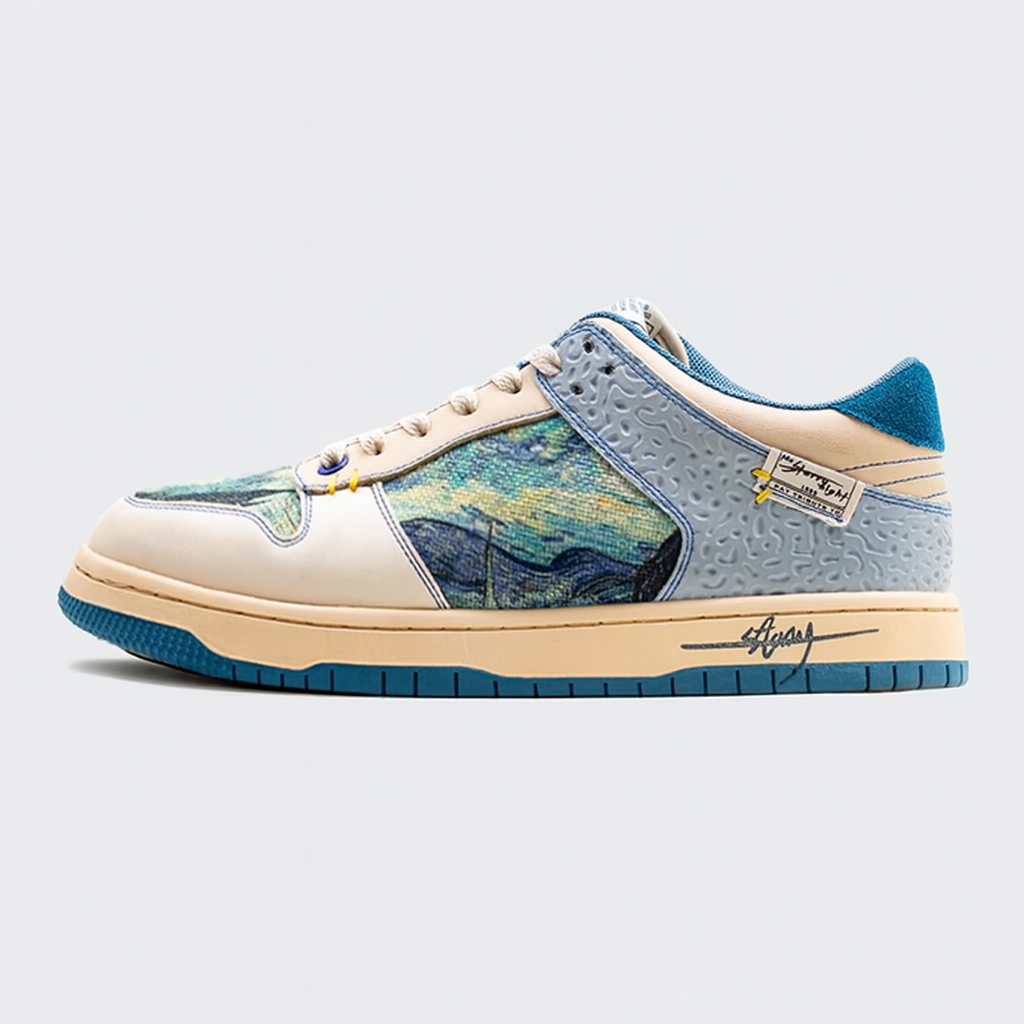 Paul – Sneakers met bedrukte platte zool en ronde teen