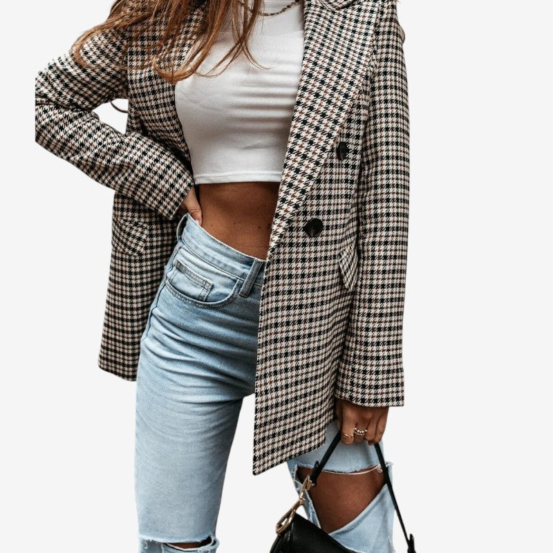 Nancy – Blazer met Lange Mouwen Knoopsluiting en Zakken