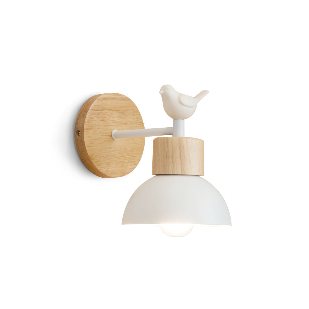 AviaraLux – Wandlamp met houten basis, metalen afwerking en vogeldetail