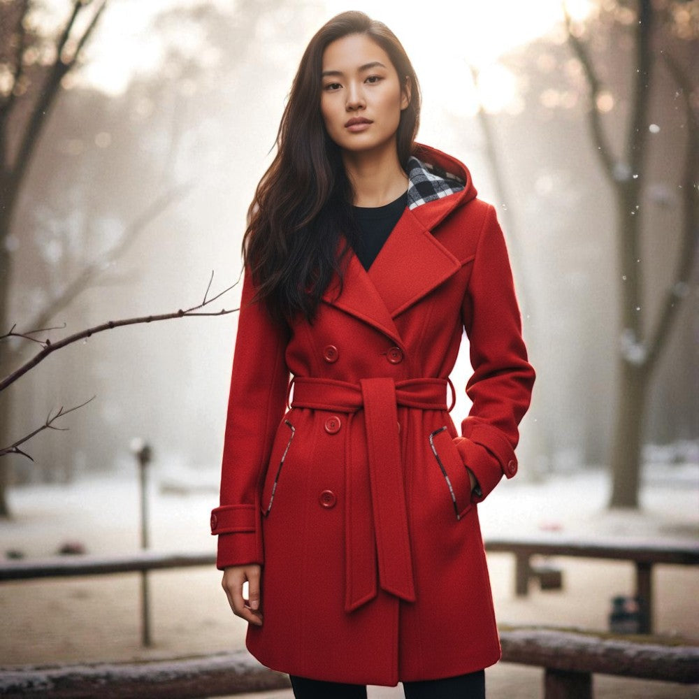 Celeste – Trenchcoat met Capuchon en Knopen aan de Voorzijde
