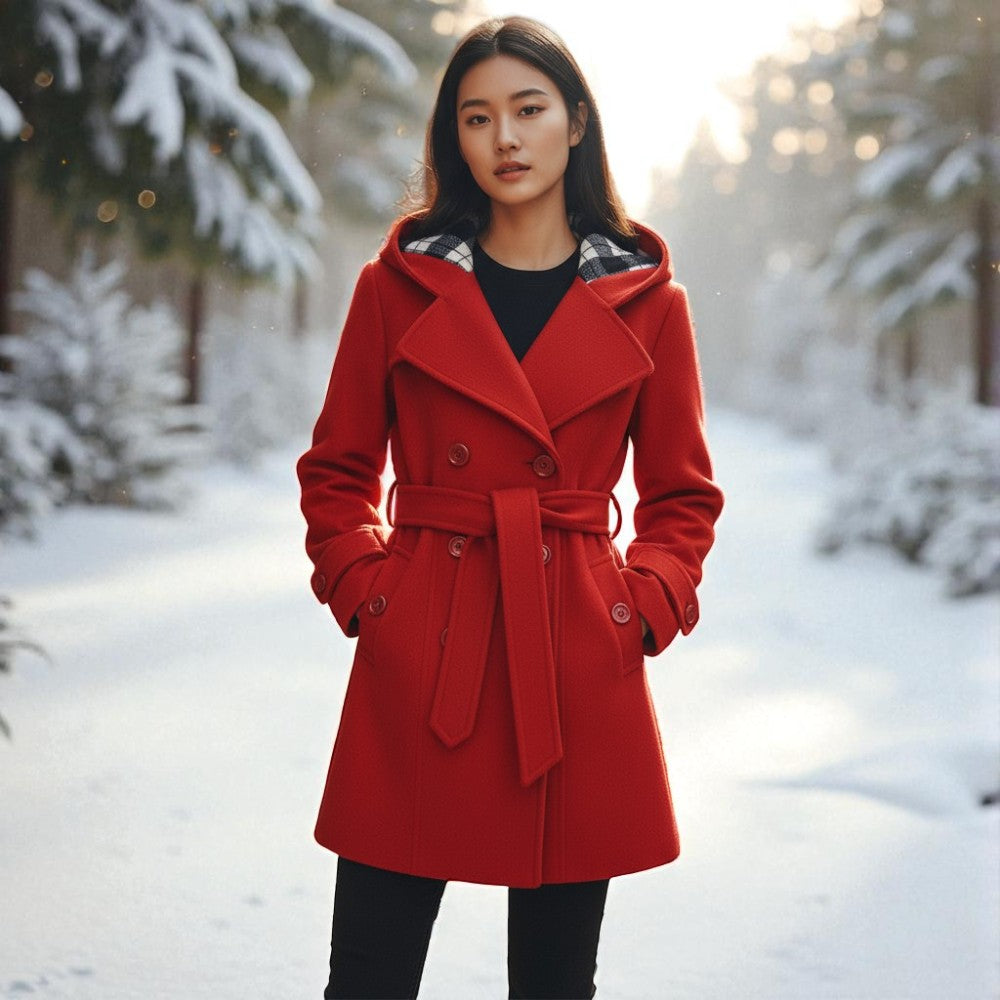 Celeste – Trenchcoat met Capuchon en Knopen aan de Voorzijde