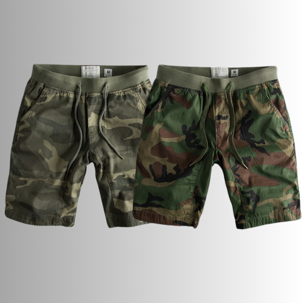 Logan - Camouflageshort met elastische tailleband en zijzakken
