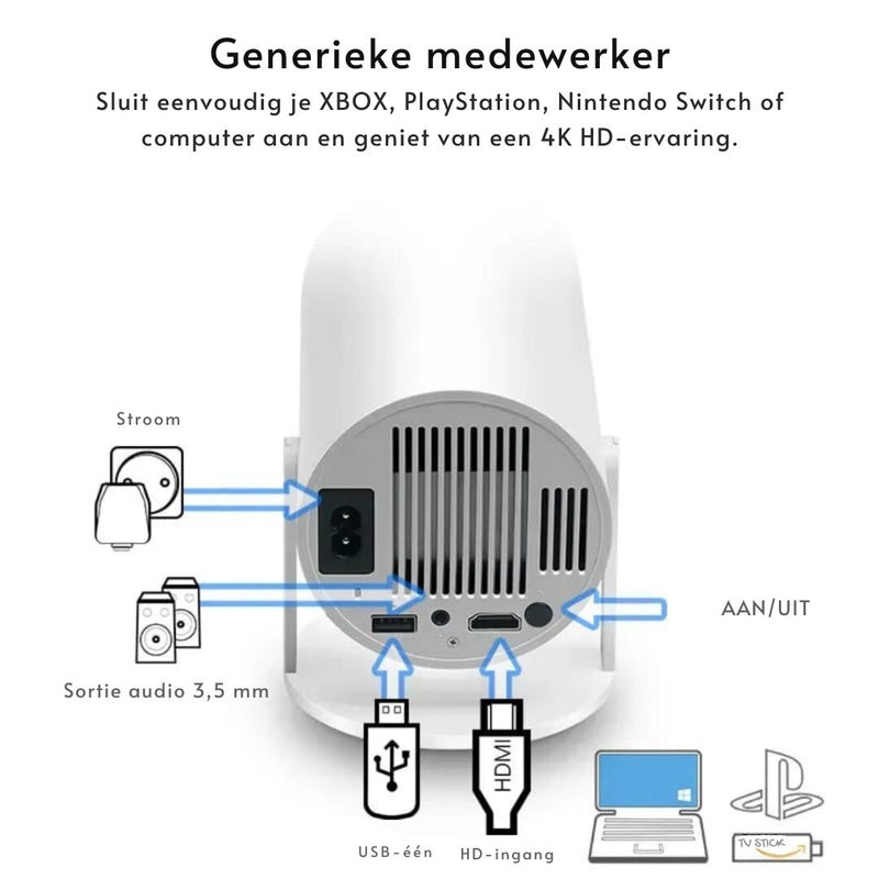 UltraScreen - 4K Smart Projector voor verbluffende HD-helderheid en naadloze connectiviteit