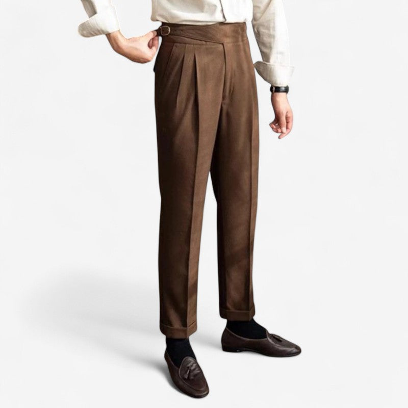 Atlas – Hoge Taille Broek met Gespsluiting en Meerdere Zakjes