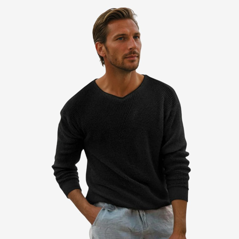 Sterling – Trui met Lange Mouwen V-Hals en Geribbelde Mouwen