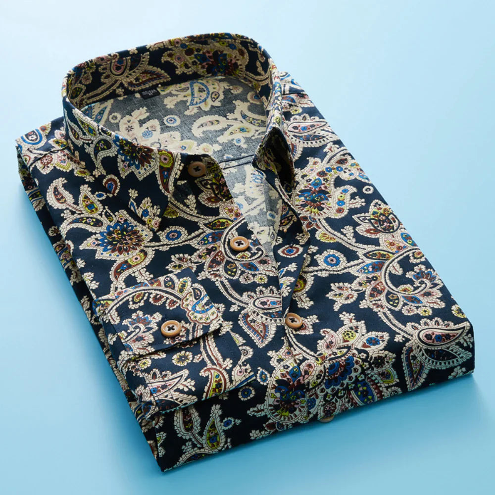 Noah - Klassiek shirt met korte mouwen en bloemenprint