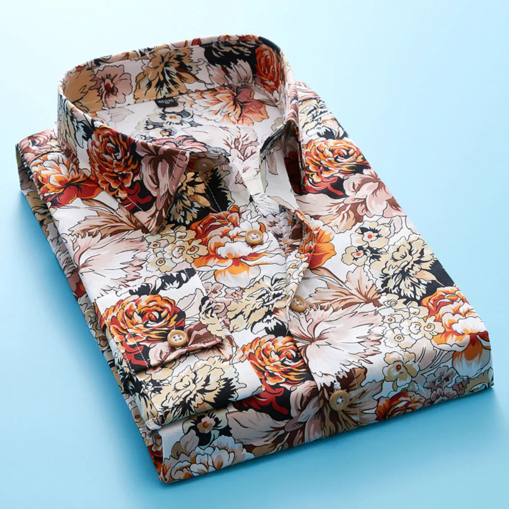 Noah - Klassiek shirt met korte mouwen en bloemenprint