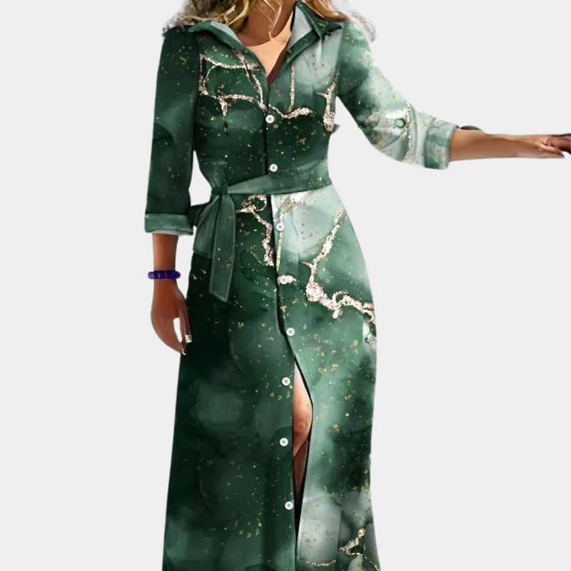 Sophia – Maxi-jurk met lange mouwen en elegante prints