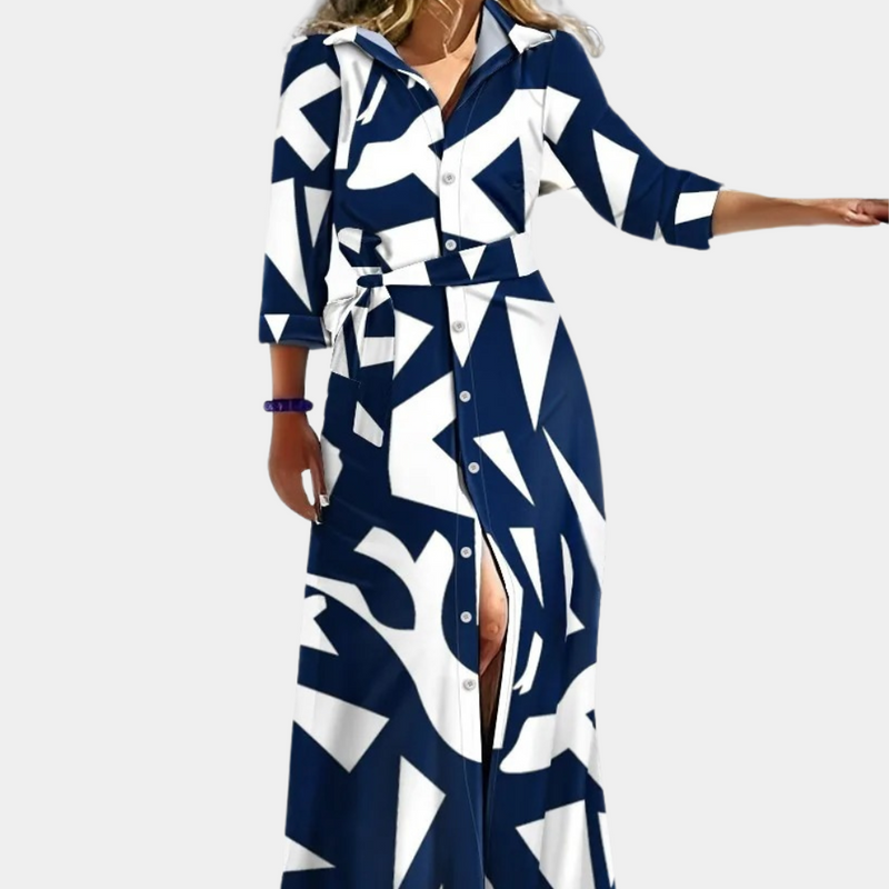 Sophia – Maxi-jurk met lange mouwen en elegante prints