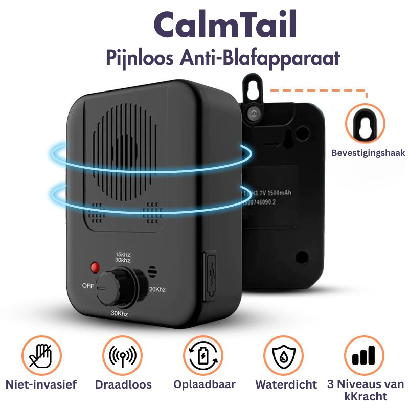CalmTail – Weerbestendig antiblafapparaat met instelbare ultrasone niveaus