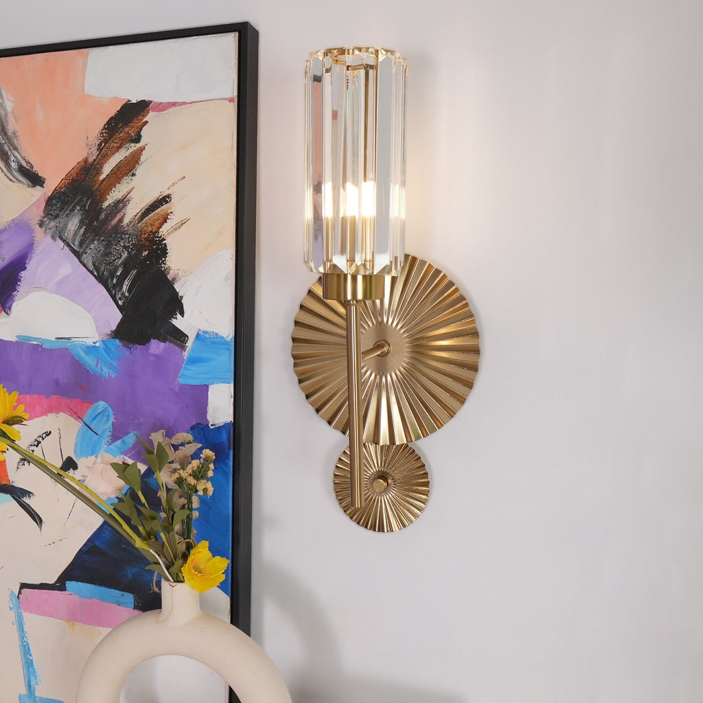 VetroLux – Wandlamp met cilindrische glazen kap en metalen basis