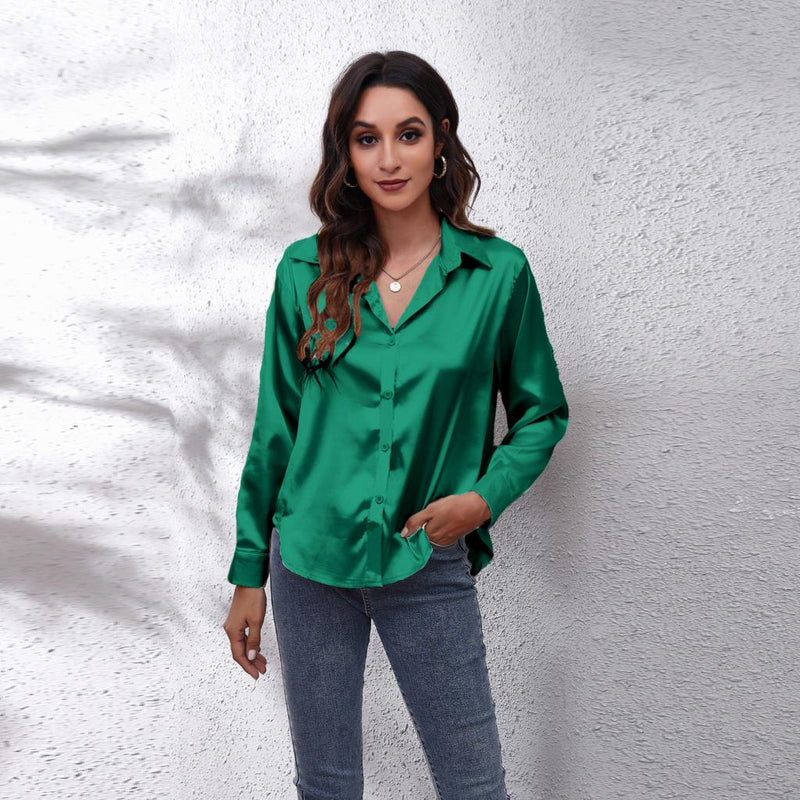 Lina – Elegante blouse met lange mouwen en knoopsluiting aan de voorkant