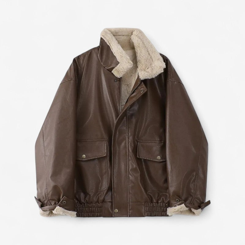 Luna - Lange Mouw Jas met Omlaag Kraag en Zijzakken