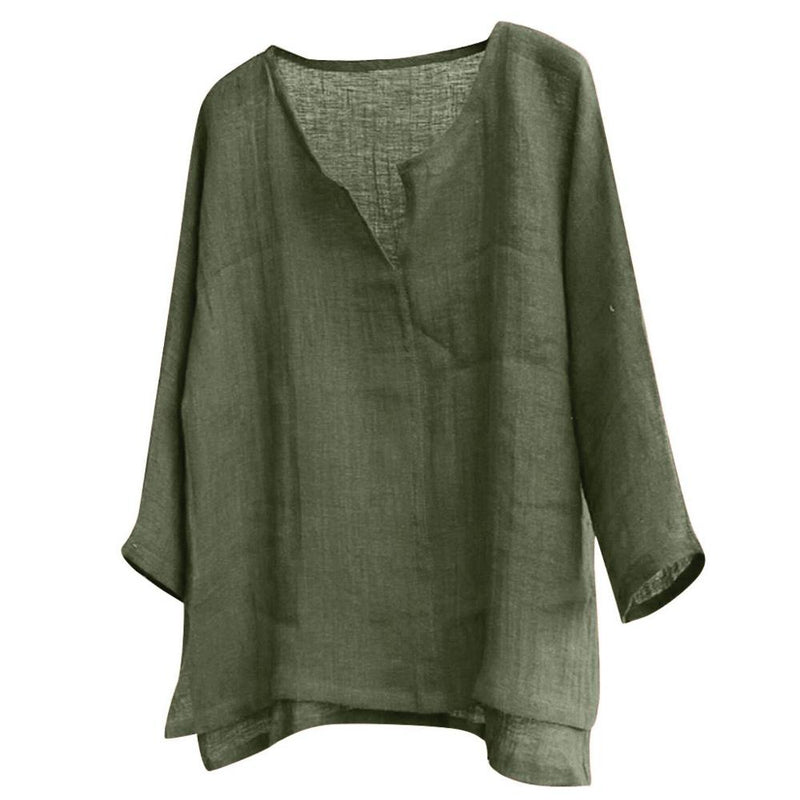 Jhon – Elegante V-hals blouse met lange mouwen en losse pasvorm