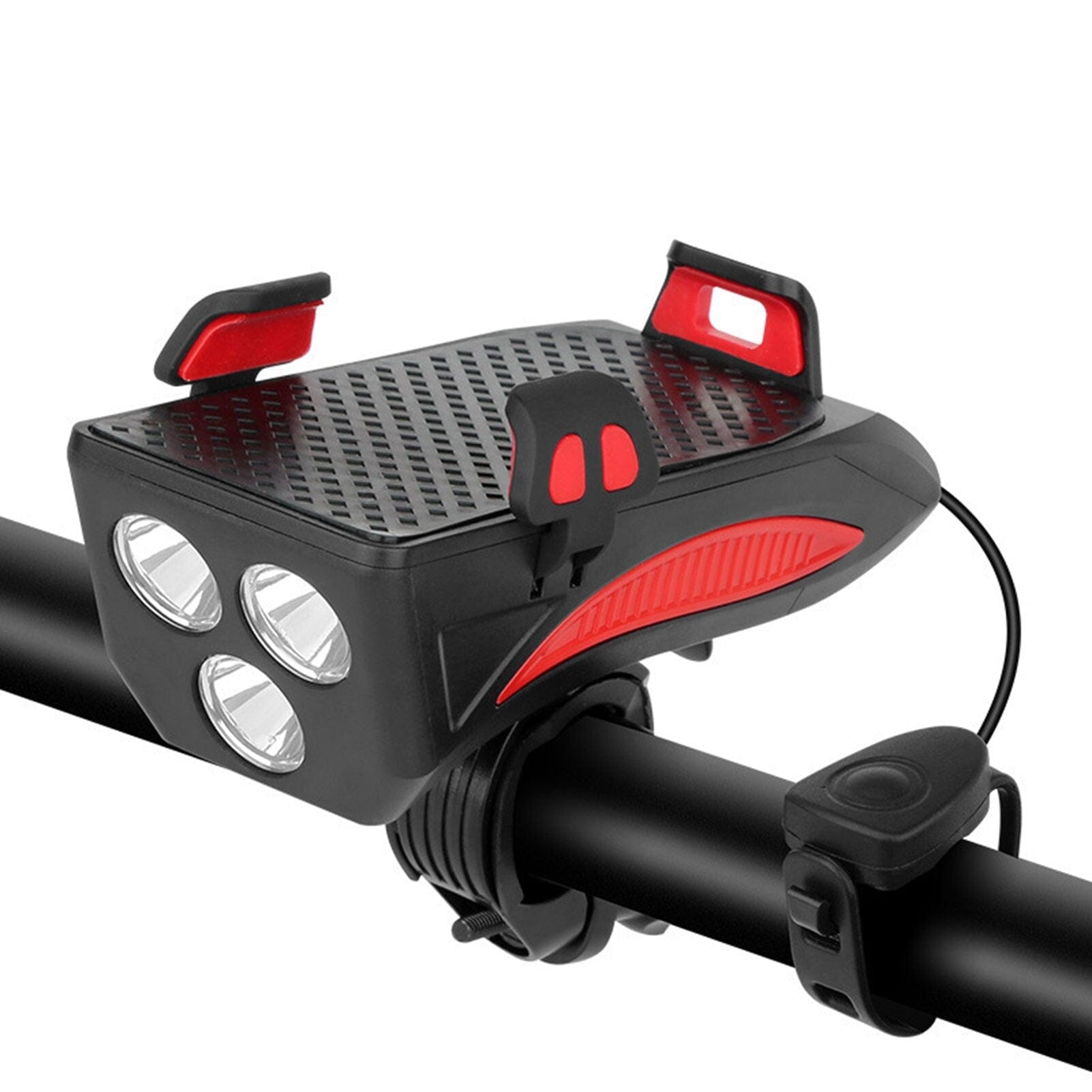 VeloSmart - 4 in 1 fietsapparaat met ledlampje claxon oplader en telefoonhouder
