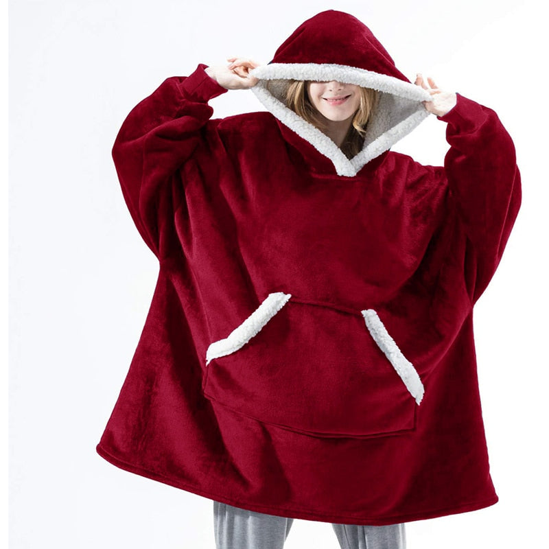 Mia - Oversized Hoodie Deken met Warm Plush en Handige Zakken