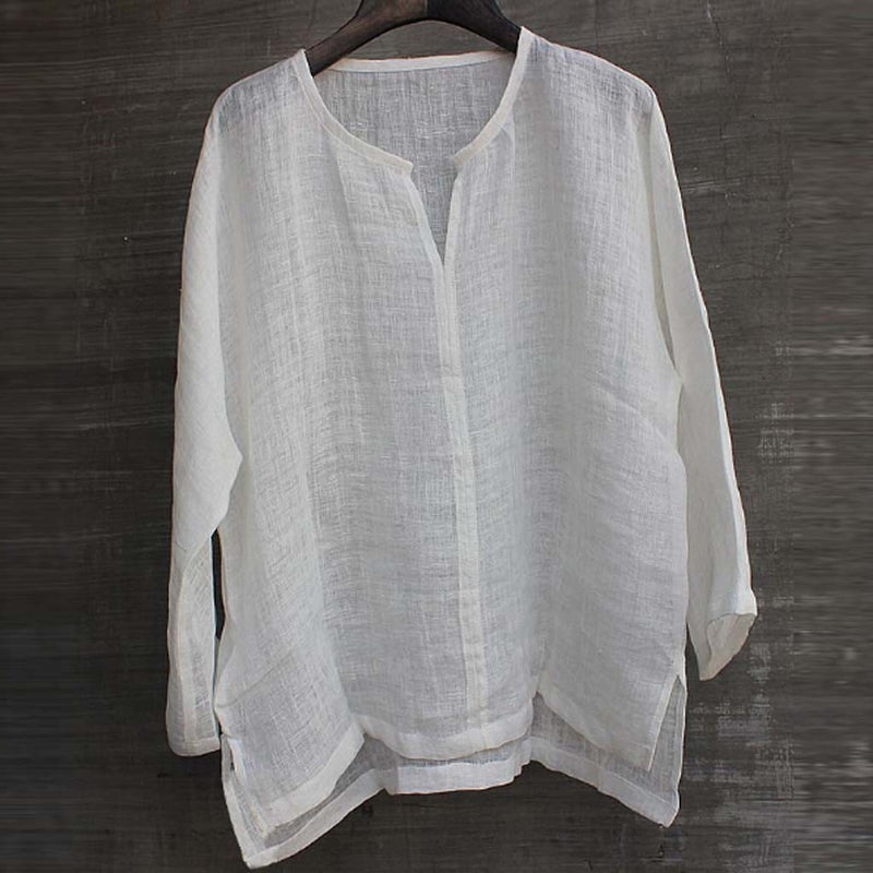 Jhon – Elegante V-hals blouse met lange mouwen en losse pasvorm