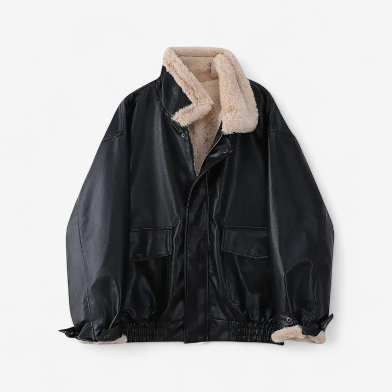 Luna - Lange Mouw Jas met Omlaag Kraag en Zijzakken