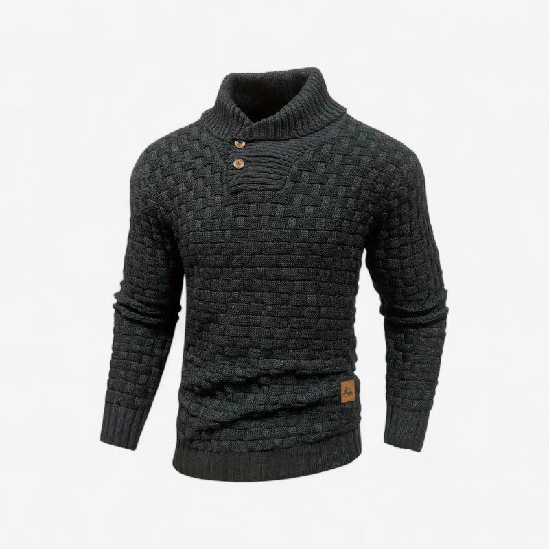 Henry - Lange Mouw Trui met Geribde Zoom en Knopdetail