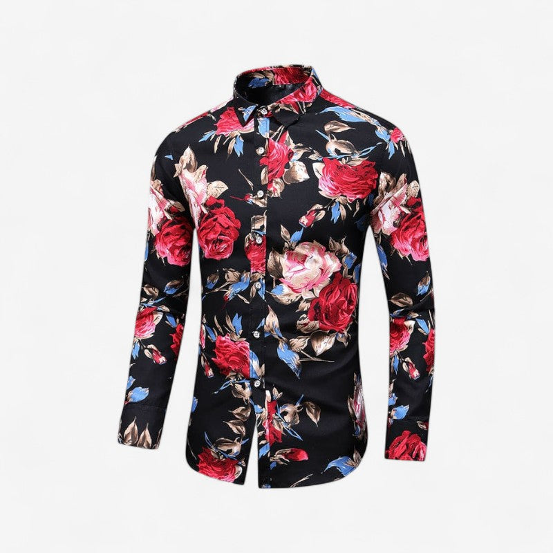 Hendrix – Overhemd met Lange Mouwen Bloemenprint en Omgeslagen Kraag