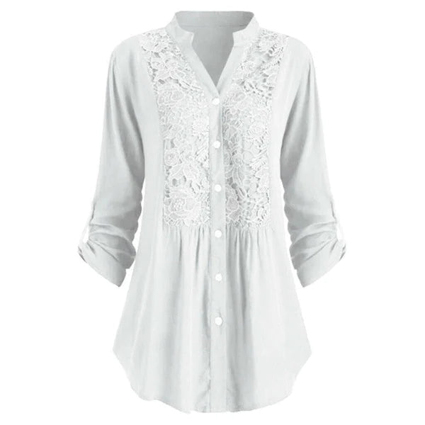 Celeste – Elegante Lange Bloes met Trendy Pofmouwen