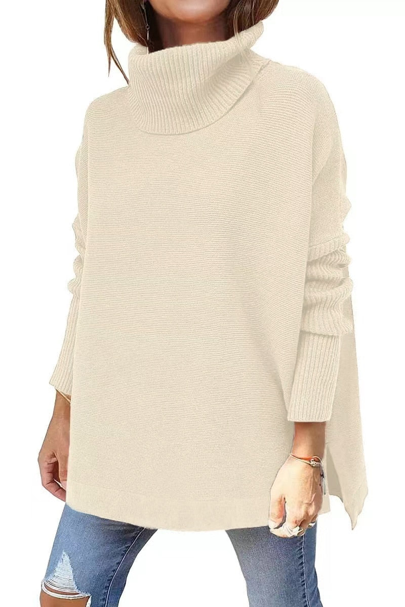 Lena - Knusse oversized coltrui met gespleten zoom