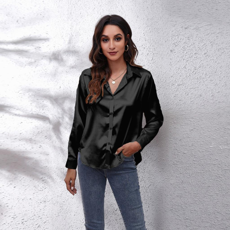Lina – Elegante blouse met lange mouwen en knoopsluiting aan de voorkant