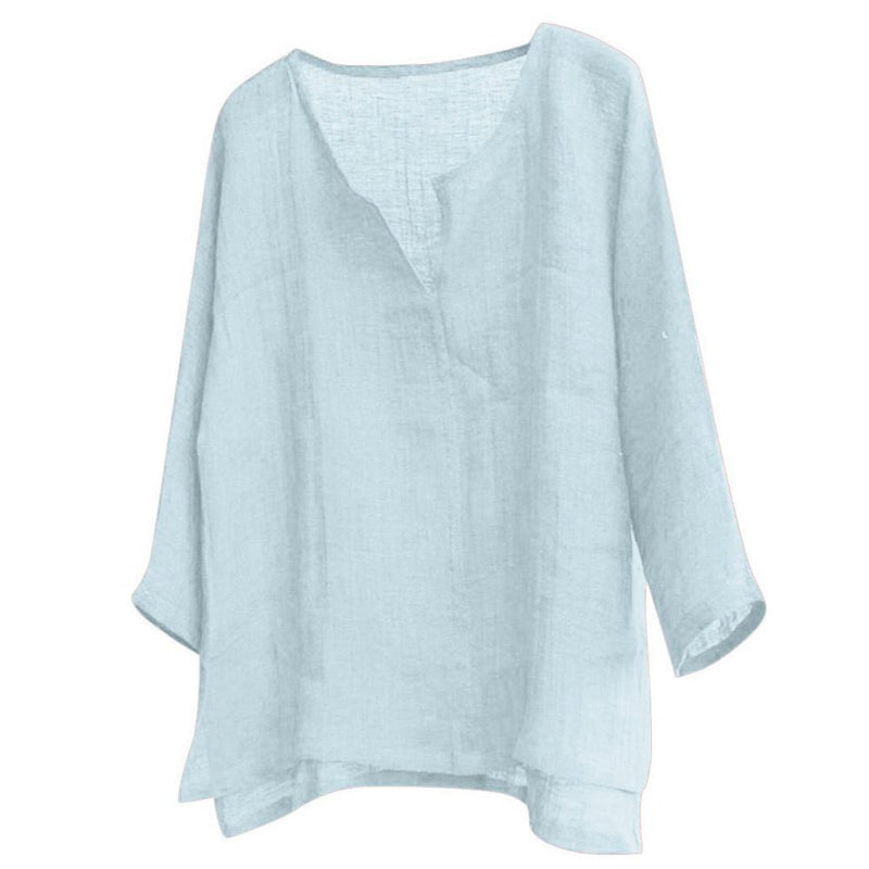 Jhon – Elegante V-hals blouse met lange mouwen en losse pasvorm