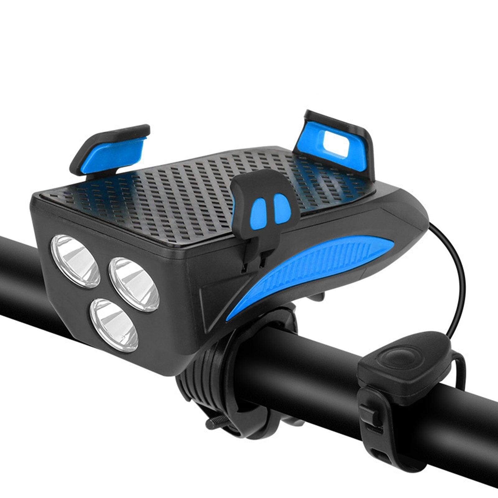 VeloSmart - 4 in 1 fietsapparaat met ledlampje claxon oplader en telefoonhouder