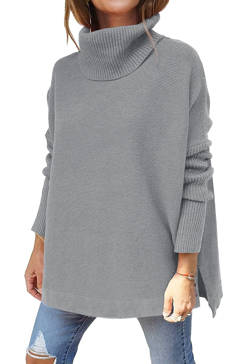 Lena - Knusse oversized coltrui met gespleten zoom
