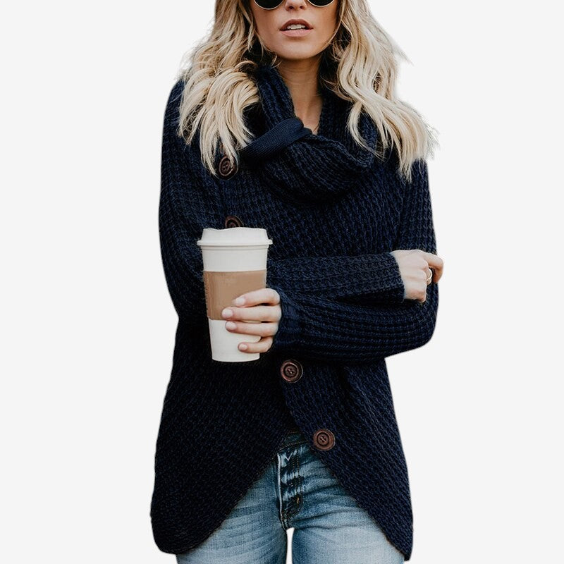 Nancy - Vest met Lange Mouwen Knopensluiting en Colkraag