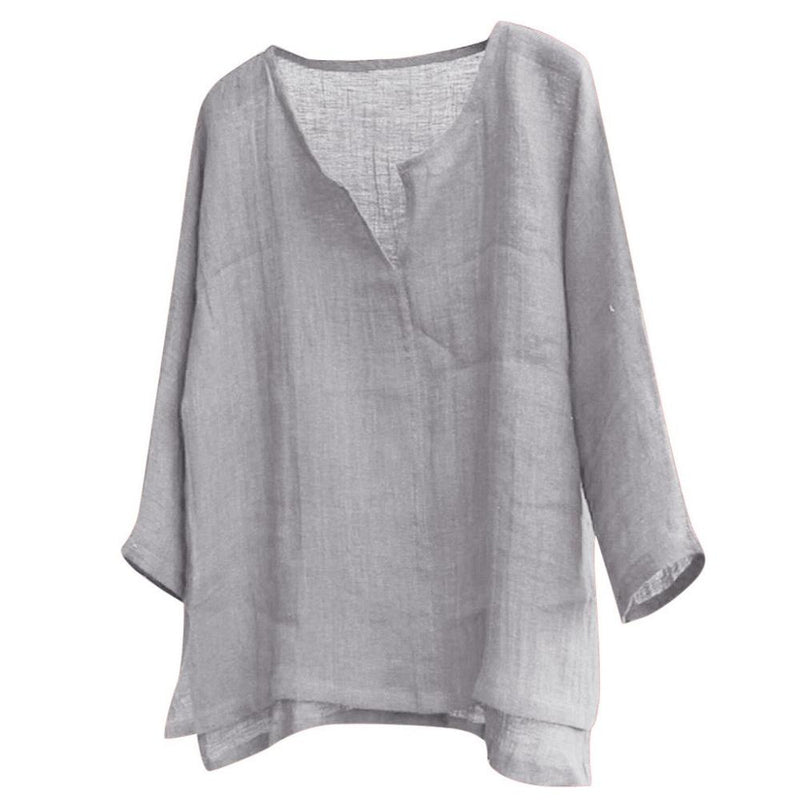 Jhon – Elegante V-hals blouse met lange mouwen en losse pasvorm