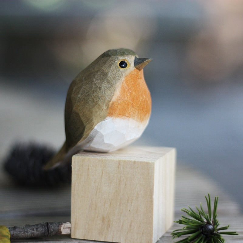 NatureChirp -Kleurrijke Handgemaakte Houten Vogelbeeldjes voor Home Decor